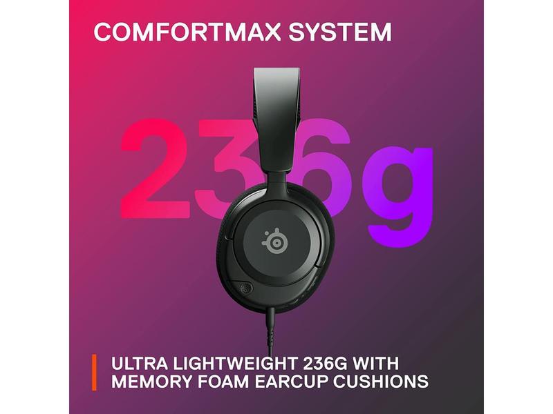 NEW SteelSeries Arctis Nova 1 Multi-System Gaming Headset — Hi-Fi Drivers — 360° Spatial Audio — Comfort Design — Durable — Ultra Lightweight — Noise-Cancelling Mic — PC, PS5/PS4, Switch, Xbox - Black