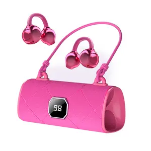 TikTokShopBlackFriday  X22 Stylish On-Ear Clip-On Wireless Earphones with LED HD Display Bluetooth 5.4 High-Fidelity Sound Comfortable for Sports Travel Music Calls White USB Charging Headset