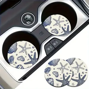 [Playful Car Coasters] 2pcs Playful Starfish & Seashell Design Non-Slip Shockproof Rubber Car Cup Holder Coasters | Decorative Auto Drink Coasters for Holiday/Birthday Party Gifts, Automotive Interior Accessories