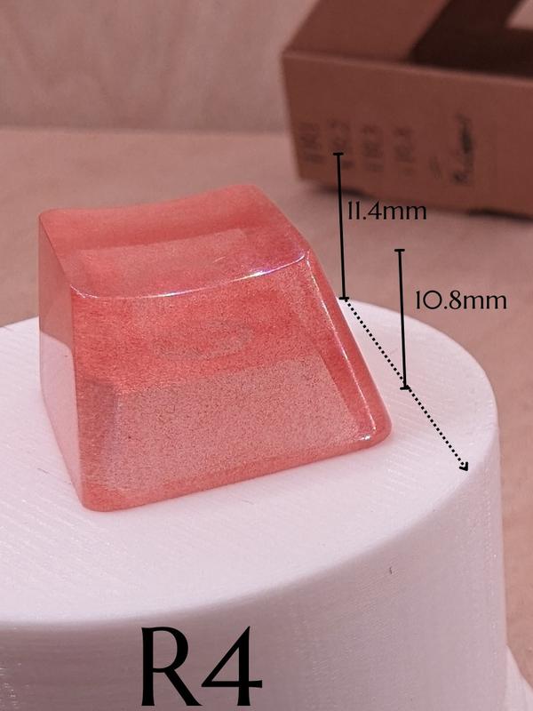 ResinKeyWorks Red Copper Blank 1U Accent Keycaps, Transparent Hand Polished Resin OEM Caps with MX stems