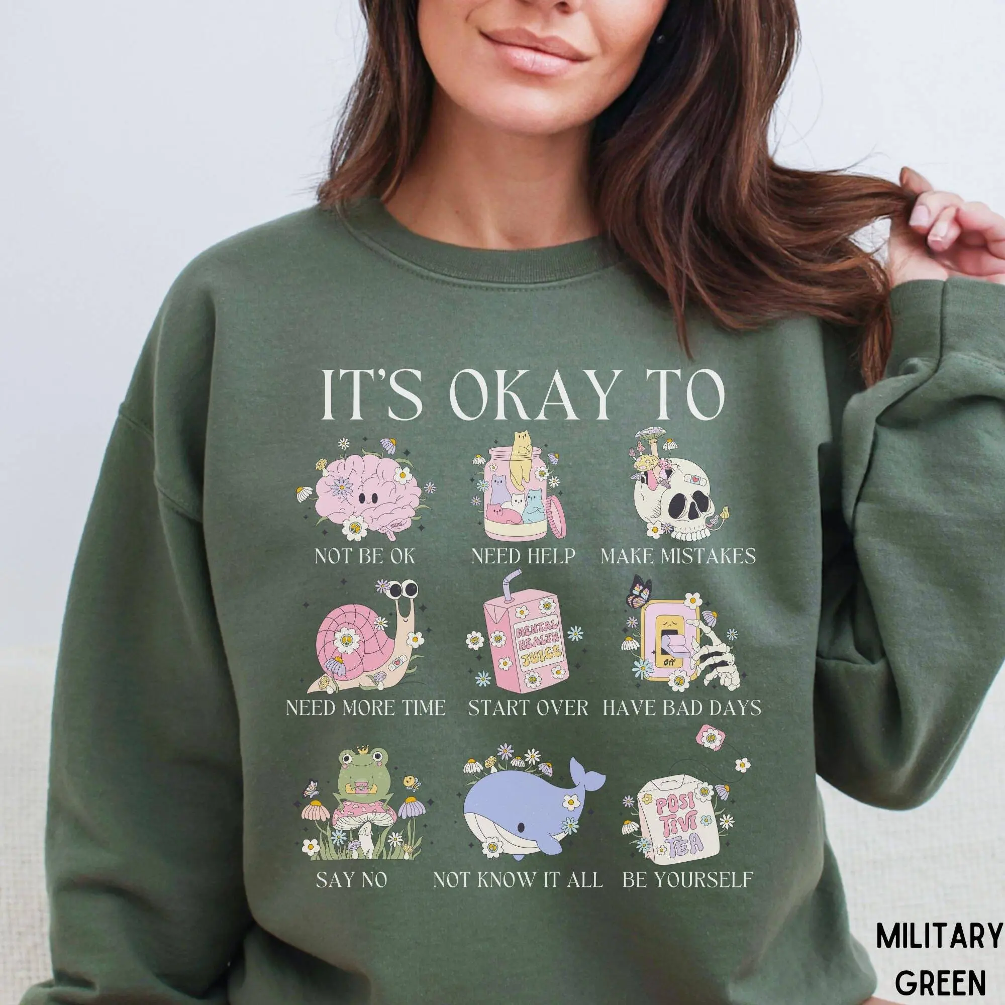 Retro mental health T-Shirt / Sweatshirt /Hoodie, It's okay to shirt, Therapist tee, Mental health matters Cotton Fabric Womenswear