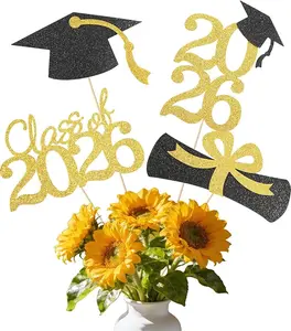 Class of 2026 Graduation Table Centerpieces 16PCS Double Sided Glitter Table Toppers Graduation Party Decorations for High School College Grad Celebration