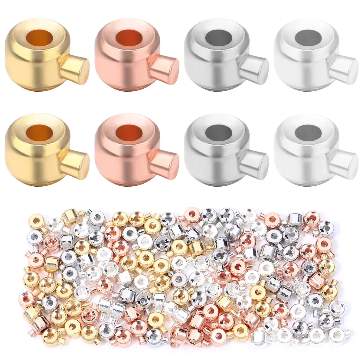 10pcs Copper Position Beads Clasps Stopper Spacer Beads Crimp End Beads For Jewelry Making DIY Bracelet Necklace Accessories