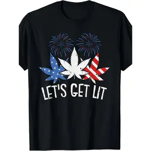 Women's Oversized Star-Spangled Graphic Tee Fourth of July Stoner T-shirt Summer Stylish Women's Wear