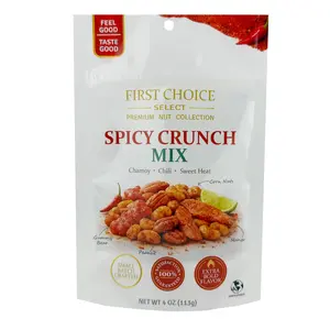 First Choice Candy Spicy Crunch Mix, Chamoy Chili Sweet Heat, Peanuts Corn Nuts Mango, Gummy Bears, 4 oz Resealable Bag (PACK OF 6 )