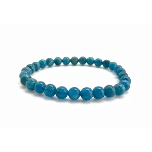 Blue Apatite Elastic Bracelet - 6mm Beads