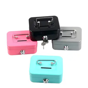 Portable Metal Key Lock Safe Box, Compact Anti-Theft Mechanical Security Deposit Organizer For Cash, Jewelry And Small Valuables, Multipurpose Storage Case For Home, Office, Travel, Practical Present For Teen Girls