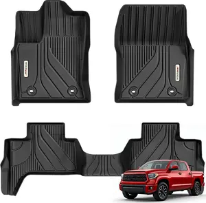 YITAMOTOR Floor Mats for Toyota Tundra Double Cab 2025-2022, Custom Fit Tundra Car Mats, All-Weather TPE Front and Rear Row Floor Liners, Black