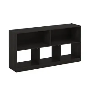 Minimalist Wooden 5-Cube Horizontal Wall Bookshelf - Framed Decor Storage Organizer, 10.9x47.2x23.6in, for Living Room, Home Office, Espresso Finish