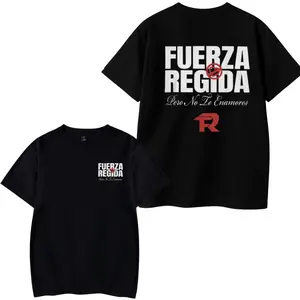 🎵🔥Fuerza Regida 'Pero No Te Enamores' Graphic Tee, Bold Text Design Shirt, Soft Cotton Blend Shirt, Music-Inspired T-shirt for Men & Women, Urban Style Gift
