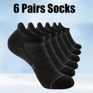 [Athletic Running Socks] 6 Pairs Anti-skid Athletic Running Socks - Novelty Casual Ankle Socks for Women's and Men