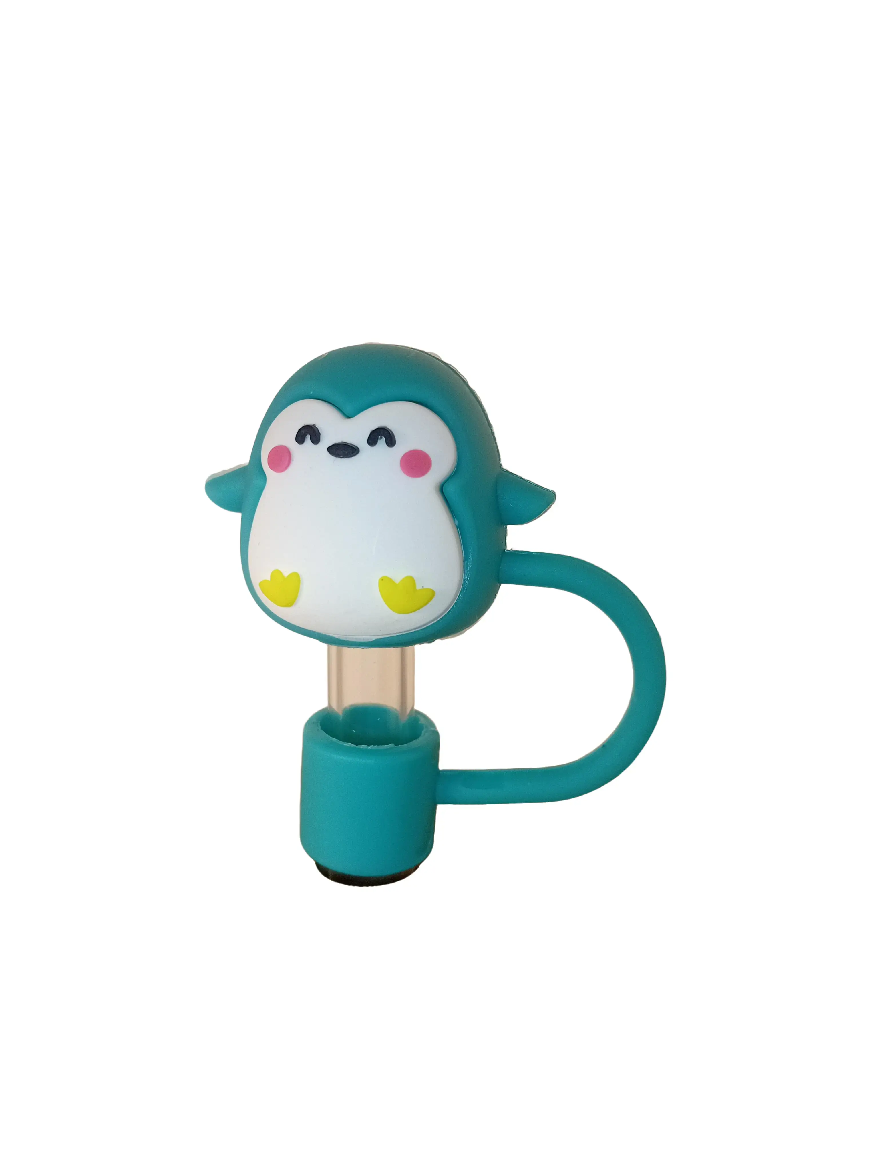 Straw Topper - Unspecified Product with Cartoon Penguin Design and Teal Color Scheme 🌿 No Additional Specifications Provided