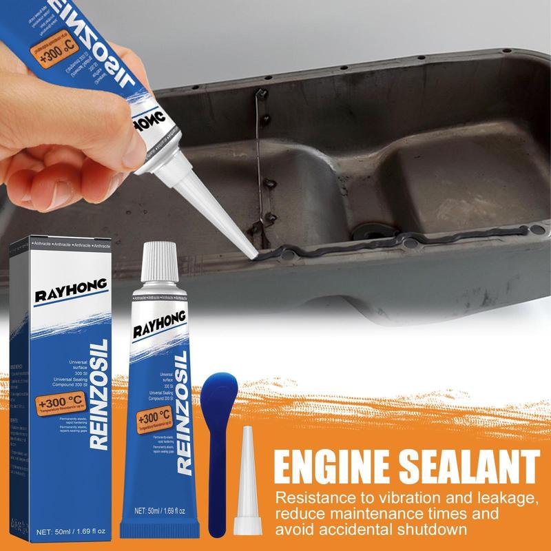 Rayhong REINZOSIL Engine Sealant 50ml High Temperature Resistant for Automotive Metal Fuel Tank Oil Pan Cylinder Gasket Oil Resistant Maintenance Sealant with Blue Applicator