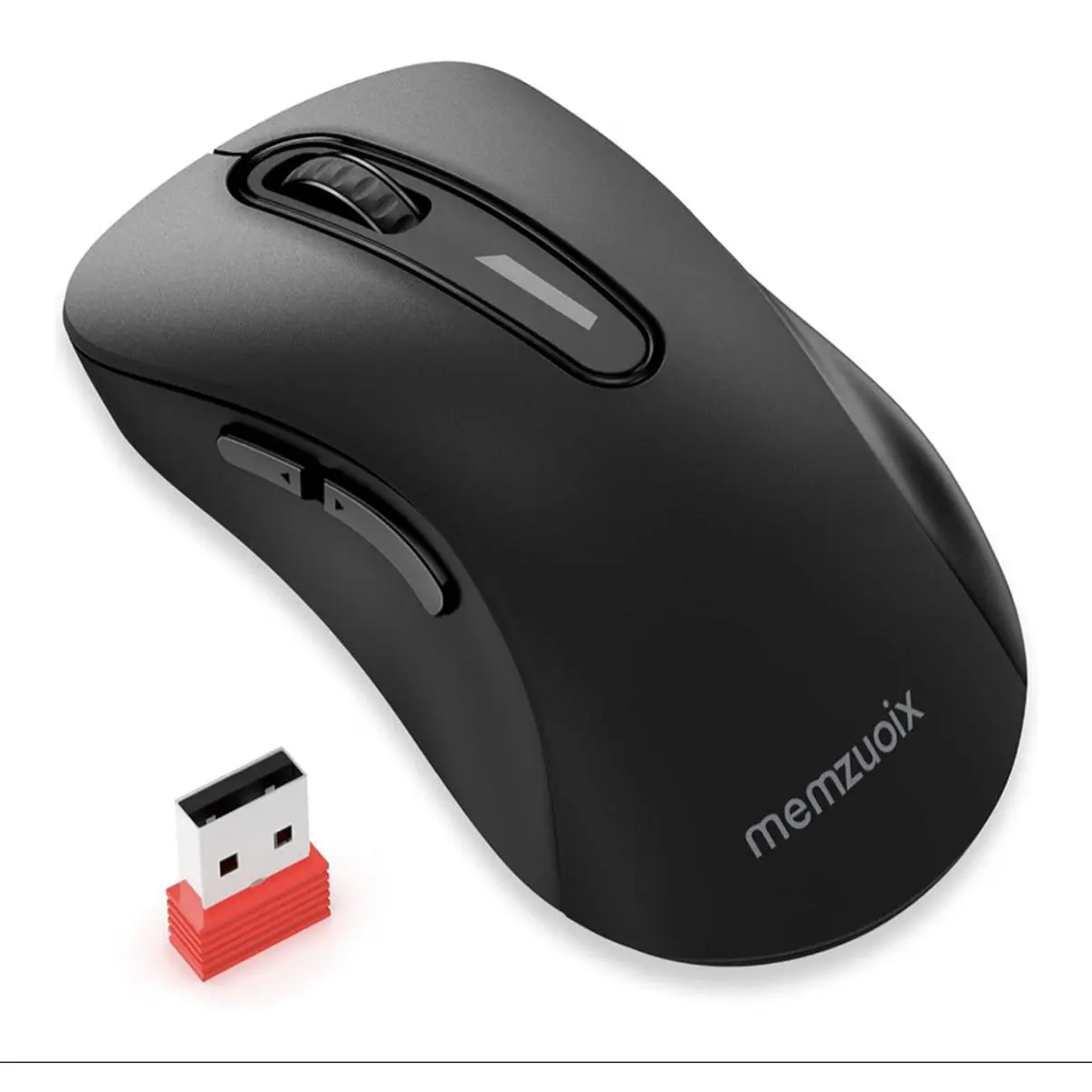 memzuoix 2.4G Wireless Mouse, 1400 DPI Computer Mice with USB Receiver, Portable Wireless USB Battery Powered Cordless Mouse for Laptop, PC, Desktop, 5 Buttons (Matte Black)