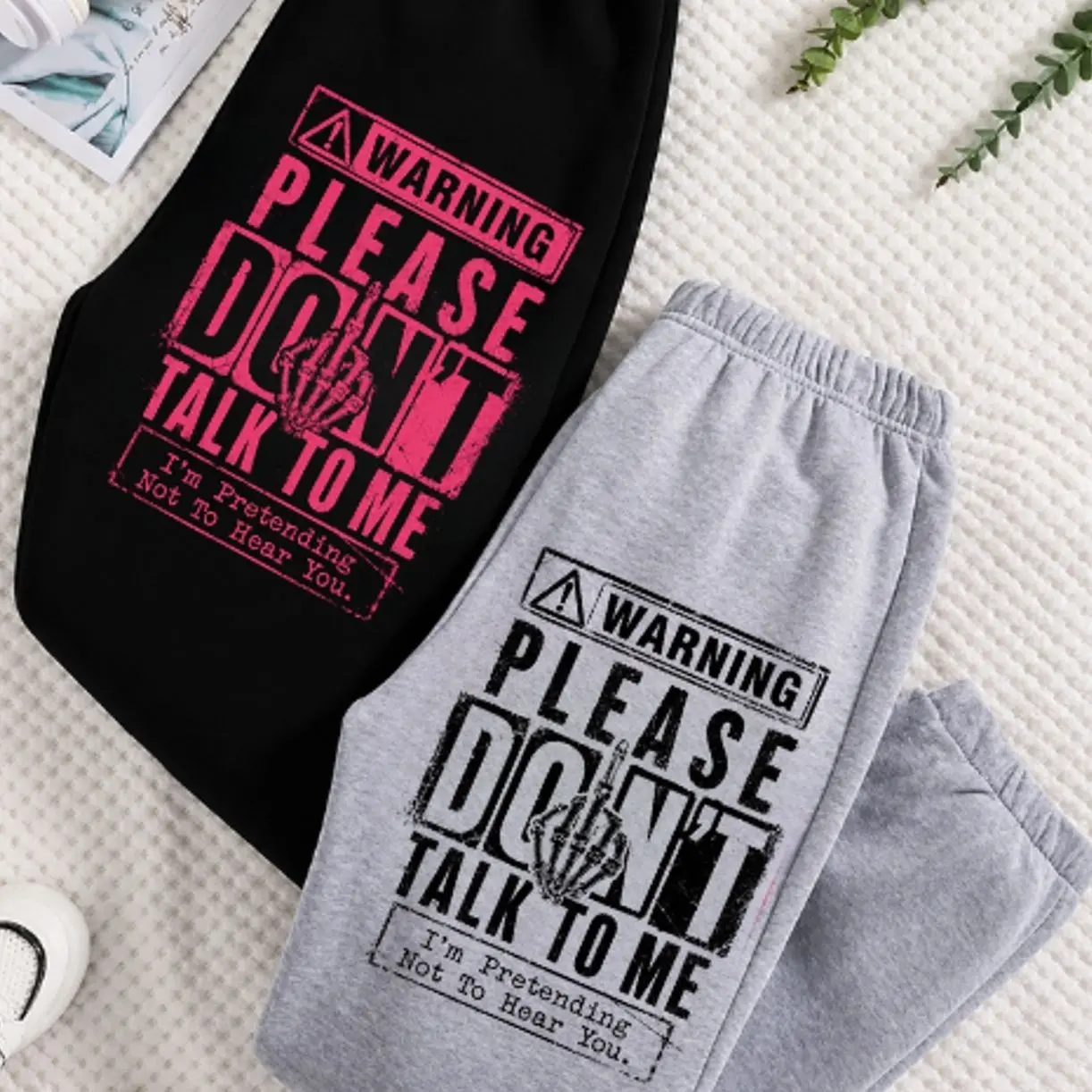 Warning Please Don't Talk To Me Graphic Sweatpants, Unisex Oversized Joggers, Soft Cotton Blend Fleece, Relaxed Fit, Funny Introvert Streetwear, Comfortable Lounge Pants for Everyday Wear, Gift For Him, Gift For Her, Gym and Travel, Trending 2026 1