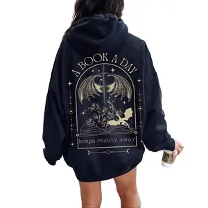 A Book a Day Dragon Hoodie, Bookish Sweatshirt, Book Club Shirt, Fantasy Merch, Gift for Reader, Fantasy Book Lover Gift Tops