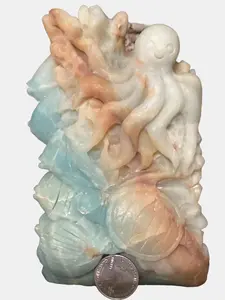 Hand Carved Caribbean Calcite Ocean Scene