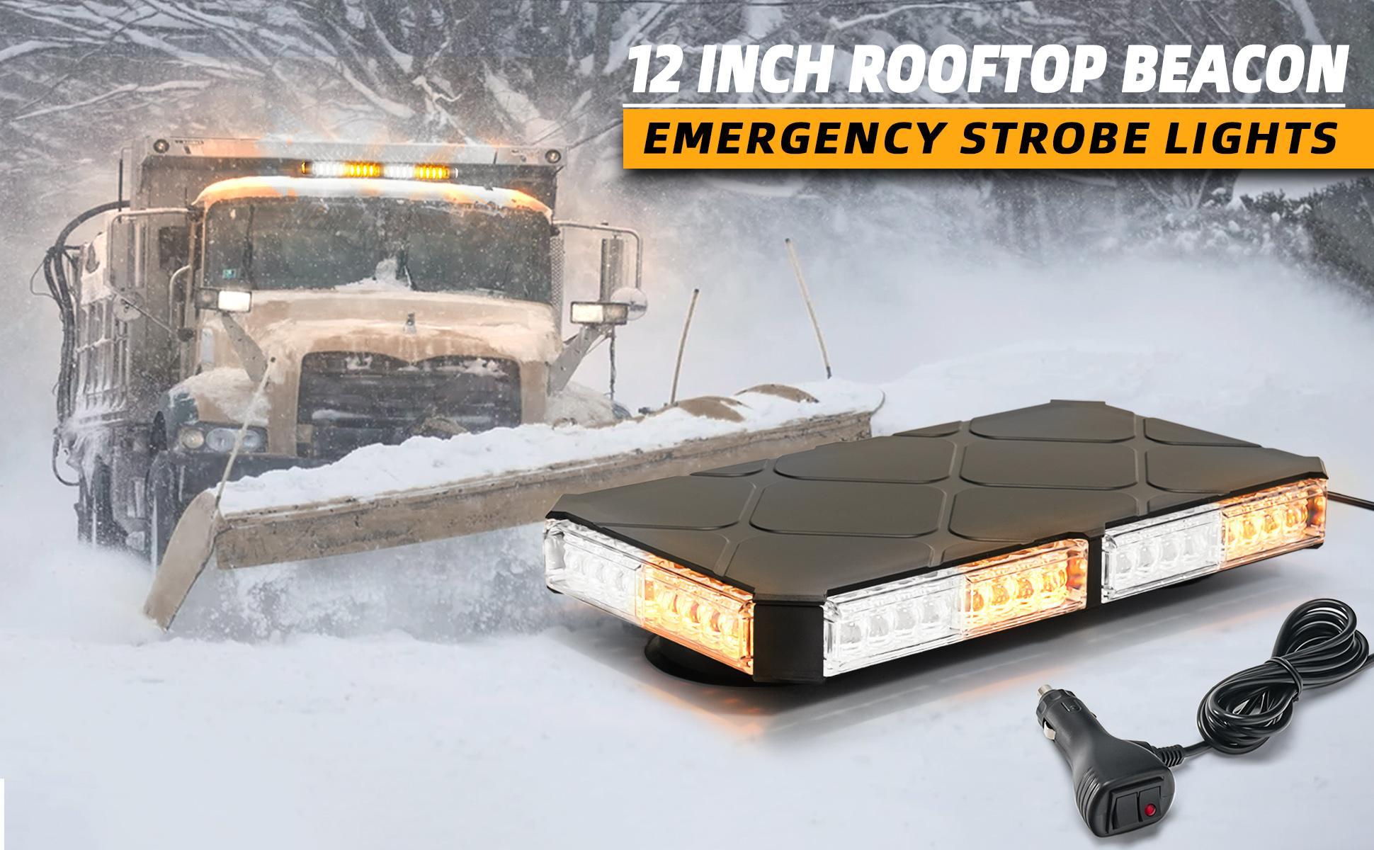 DIBMS 48 LED Roof Top Strobe Beacon Lights Bar Rooftop Hazard Warning Emergency Safety Flashing Plow Light for Construction Vehicles Tow Commercial Trucks Postal Security Cars Snowplow - Amber amber  lights  car Carlights