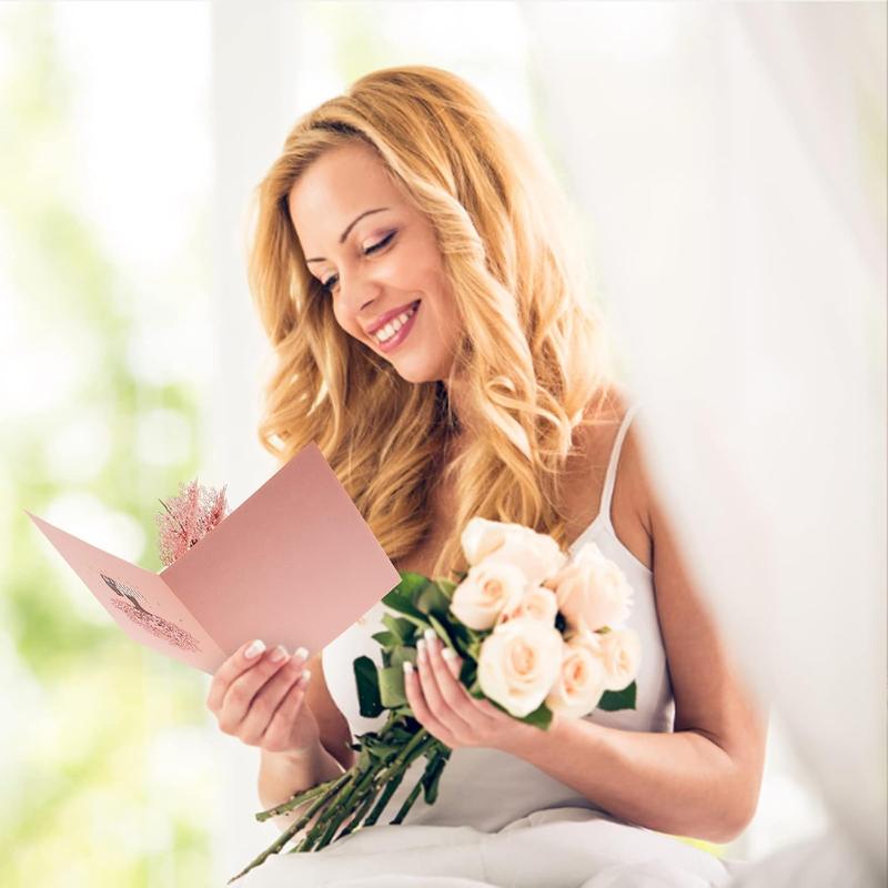【Valentine’s Day Gift】3D Lovers Under Cherry Blossom Tree Pop-Up Card, Handmade Paper-Cut Greeting Card for Parties, Gifts & Romantic Weddings, Creative 3D Love Valentine’s Card, Holiday Gift