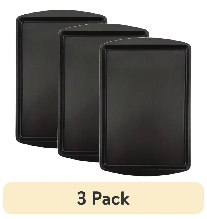 3-Pack Nonstick Baking Sheet Set, 9 x 13 Inch – Rectangular Cookie Pans for Baking