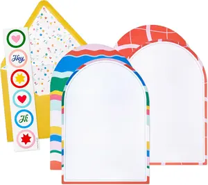 Rainbow Stripes Stationery Set (12 Sheets with Envelopes and Seals) Gift for Birthdays, Graduations, New Jobs