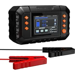 280W Smart Battery Charger, Max. 20A Trickle Charger with LCD Display, for 6V/12V/24V Lead-Acid/Lithium/LiFePO4 Batteries, Battery Maintainer and Desulfurizer for Cars,Boats, Motorcycles