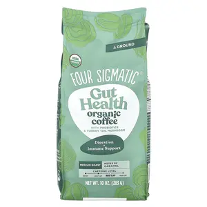 Four Sigmatic Gut Health, Organic Coffee with Probiotics and Turkey Tail Mushroom, Ground, Medium Roast, 10 oz (283 g)