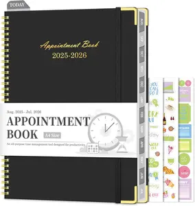 Appointment Book 2025-2026, Hourly Planner from August 2025 - July 2026, 8.5"11" Large Weekly & Monthly Appointment Planner, Daily Agenda with 30-Minute Interval for Office School, Black
