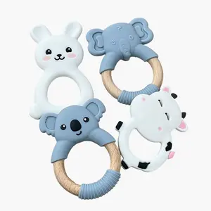 MomMed Pacifier Silicone Baby Teething Toys BPA Free Soft Textured Ring Teether Relief Soothing Sore Gums Chew Infant Toys For Front & Back Teeth Hand Held Easy to Clean