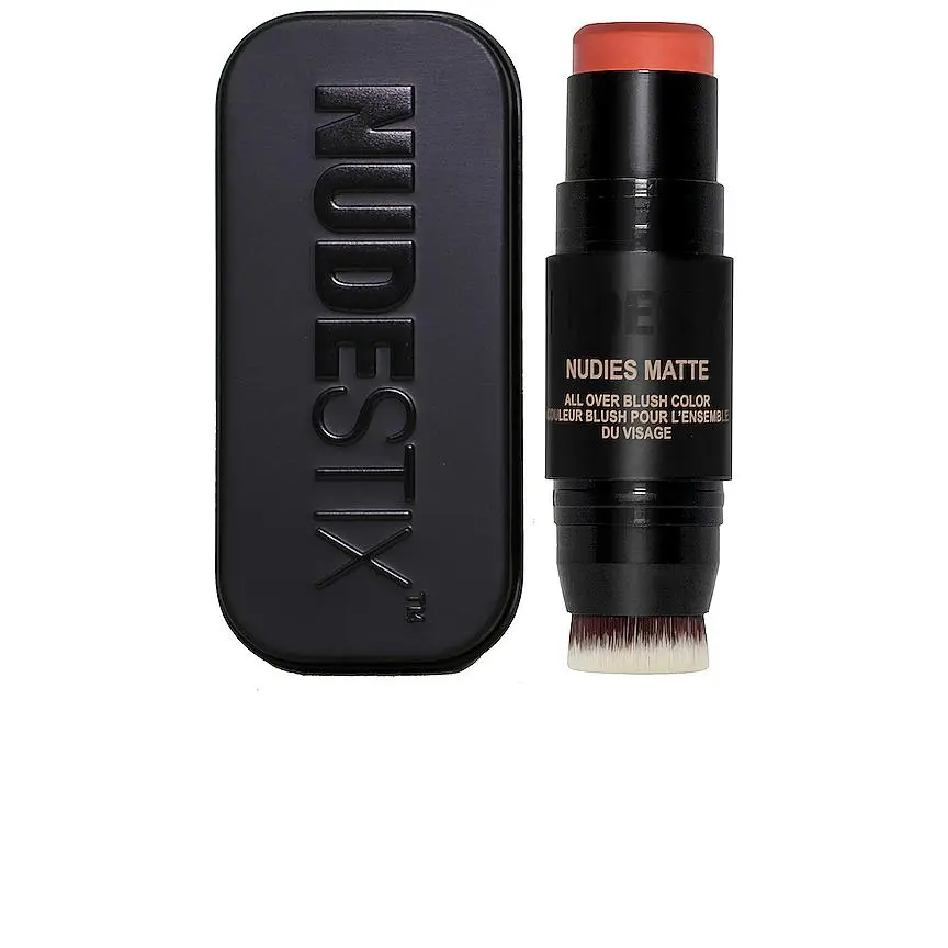 NUDESTIX Nudies Matte All-Over Face Cream Blush Cosmetic, Lightweight, Blendable with Brush Included, Shade: Sunset Strip