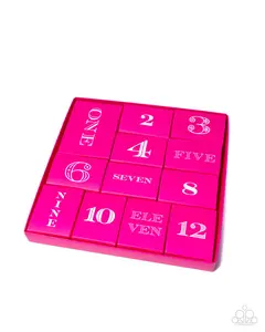 Paparazzi Pink Advent Calendar with Rhodium Plated Necklace & 11 Detachable Charms for Versatile Styling Options