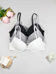3 Pack Underwire Push Up Supportive Bra Adjustable Straps Comfortable Breathable Women Everyday Basic Minimalist Versatile Lingerie