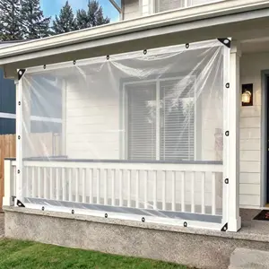 10 feet × 13 feet transparent waterproof tarpaulin, heavy-duty durable with eye rings, transparent vinyl waterproof fabric, outdoor transparent waterproof tarpaulin, suitable for terrace enclosure, camping, garden, porch, greenhouse, chicken coop