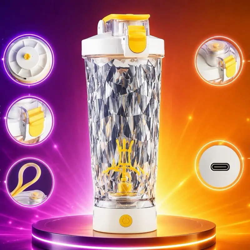 24 oz Rechargeable Electric protein,pre workout mixer Bottle  BPA-Free Tritan Bottle for Fitness Gym Travel with High-Speed Motor and LED Light Design