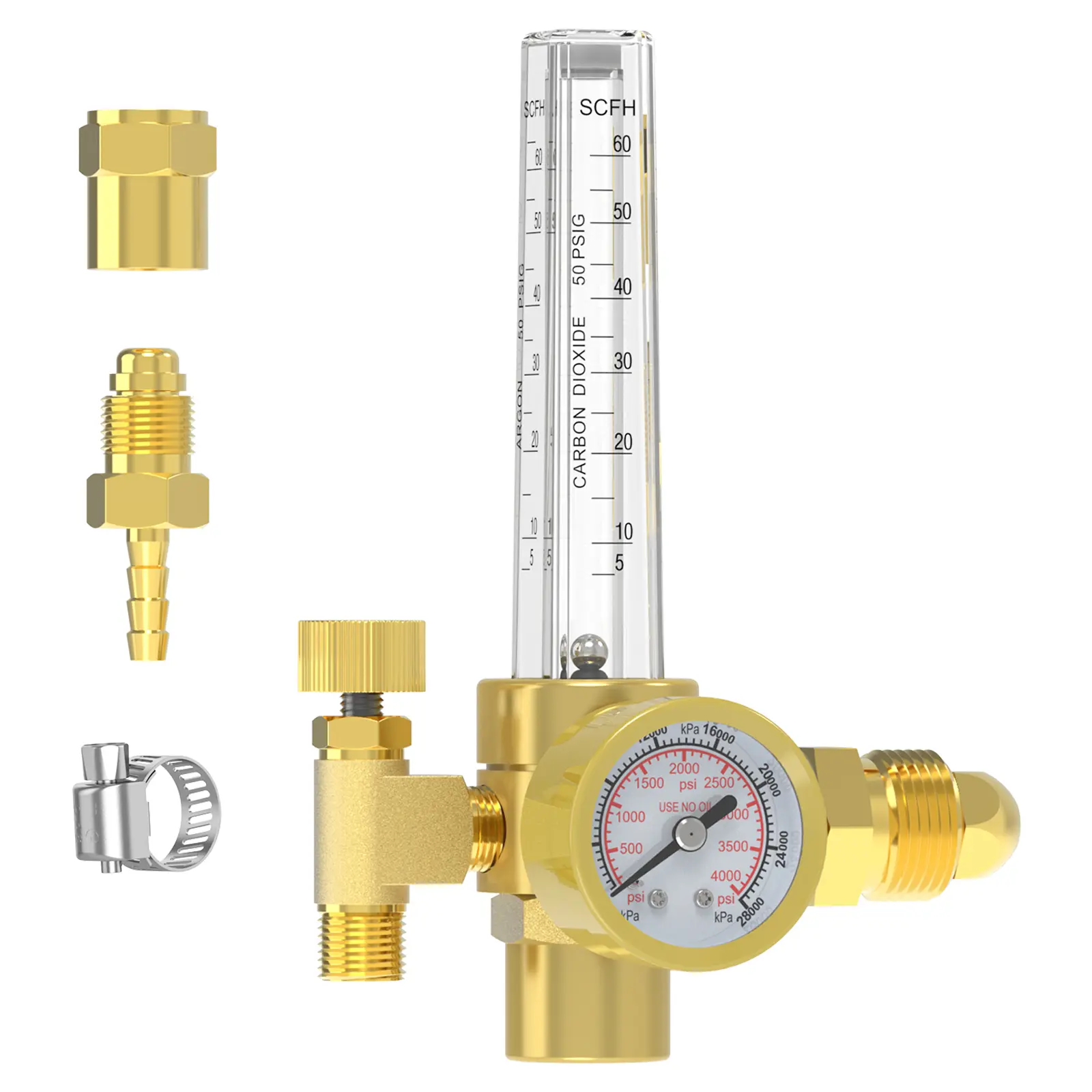 YESWELDER CO2 Argon Gas Regulator, Flow Meter Gas Pressure Gauge for MIG TIG Welding, CGA580 Inlet Connection YESWELDER CO2 Argon Gas Regulator, Flow Meter Gas Pressure Gauge for MIG TIG Welding, CGA580 Inlet Connection