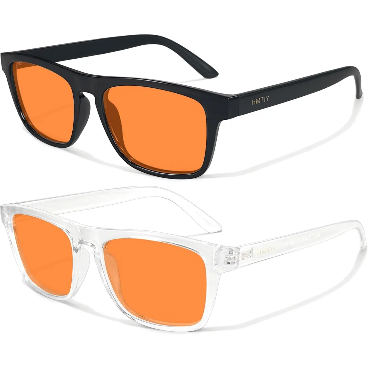 Men's Square Blue Light Blocking Glasses - Lightweight TR90 Frame, Amber-Tinted Lens, UV Protection, Anti-Strain, Improves Melatonin Production, for Computer Use & Gaming, Better Sleep Quality, Improve Melatonin Production