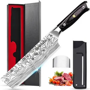 MOSFiATA 7 German High-Carbon Nakiri Knife – Ultra-Sharp Vegetable & Everyday All-Purpose Kitchen Gift Set with Micarta Handle Steel