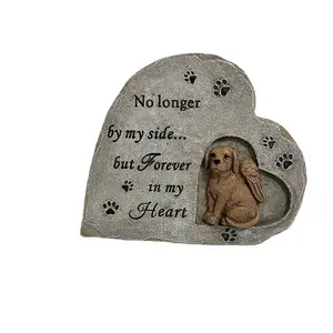 sangeren Dog Memorial Stone Heart Shaped Pet Loss Remembrance Grave Marker