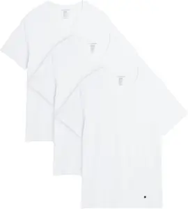 Lucky Brand Men's Undershirt - 3 Pack Basic Short Sleeve T-Shirts - Cotton Crewneck and V-Neck Undershirts for Men