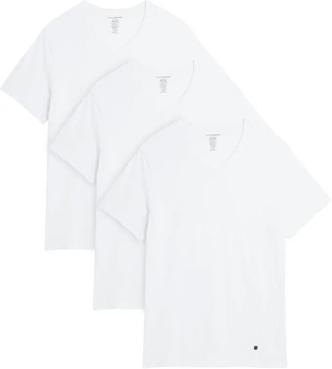 Lucky Brand Men's Undershirt - 3 Pack Basic Short Sleeve T-Shirts - Cotton Crewneck and V-Neck Undershirts for Men