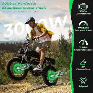 T73 Pro Max Series Electric Bike for Adults,48V 41Ah Large Battery,3000W Powerful Motor, 37.5Mph Max Speed,20''*4'' Fat Tire, Commute/Off-Road/Snow Ebike. Age 15+.