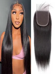 4x4 Straight Hair Closure, HD Lace Closure, Brazilian Virgin Human Hair Closure, Free Parting, Pre Plucked, Natural Color, for Women