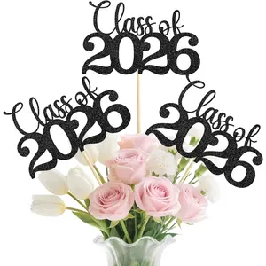 Class of 2026 Decorations, 20 count Black Double-Sided Graduation Centerpieces for Tables 2026, Graduation Table Decorations with Sticks & Glue Dots