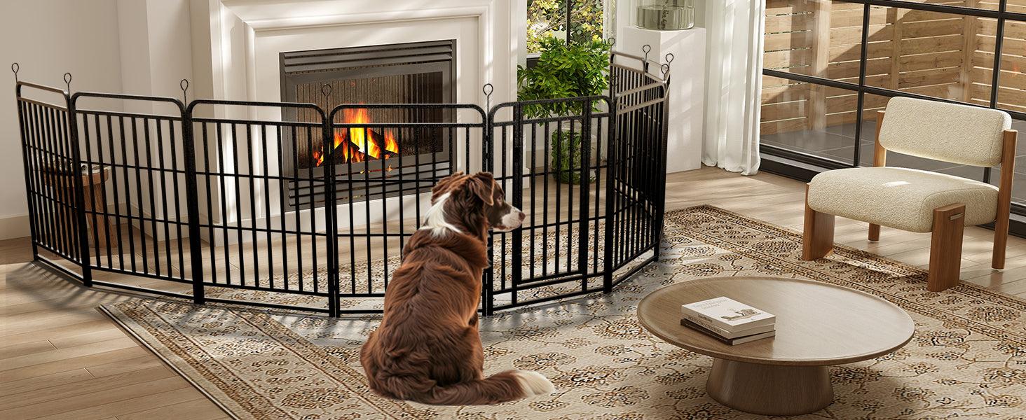 Heavy Duty Dog Playpen: 12 Steel Panels 47" Height, Square Steel Pipe with Reinforced Crossbars, 27FT 57 Sq.ft Portable Fence for Yard RV Camping, Snowy Black PDF8007 Heavy Duty Dog Playpen: 12 Steel Panels 47" Height, Square Steel Pipe with Reinforced Crossbars, 27FT 57 Sq.ft Portable Fence for Yard RV Camping, Snowy Black PDF8007