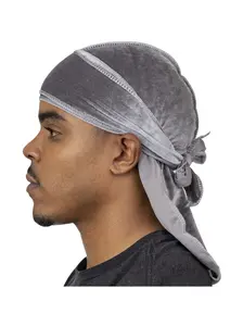 Velvet Durags for Men & Women, Soft Hair Cap with Long Tail Feature & Wide Straps, Unisex Accessory for Dreadlocks, Comfortable Sleep Cap, Hair Wraps, Turban Cap