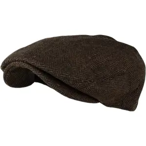 Men's Classic Herringbone Tweed Wool Blend Newsboy Ivy Hat (Large/X-Large, Charcoal)