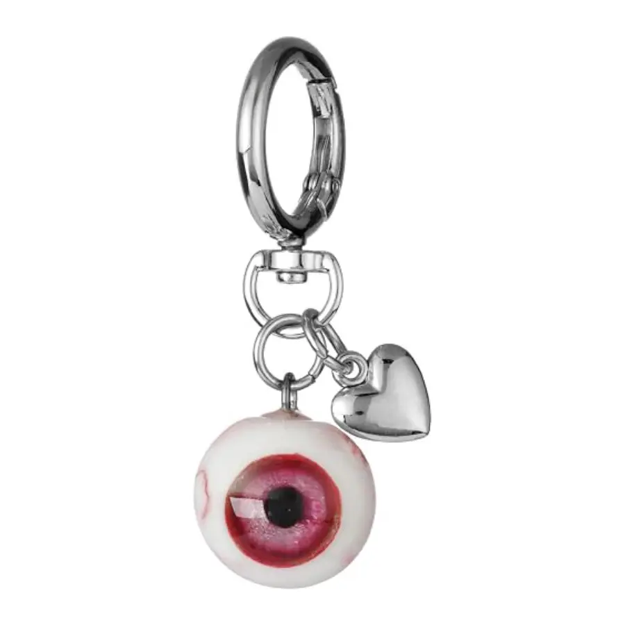 Goth Horror Eyeball Keychain – Gothic Heart Bag Charm & Key Ring for Men & Women