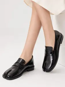 Women’s Japanese Inspired Tabi Leather Loafers – Minimalist Split Toe Penny Loafer Flats