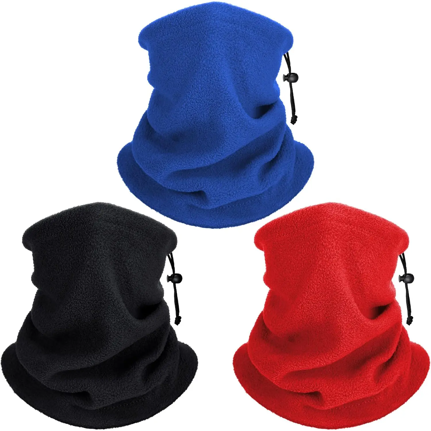 3 Pack Winter Fleece Neck Warmers 3 in 1 Drawstring Neck Gaiter Face Cover for Men and Women Cold Weather Outdoor Wear riding  mask