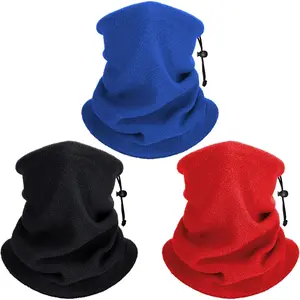3 Pack Winter Fleece Neck Warmers 3 in 1 Drawstring Neck Gaiter Face Cover for Men and Women Cold Weather Outdoor Wear riding  mask